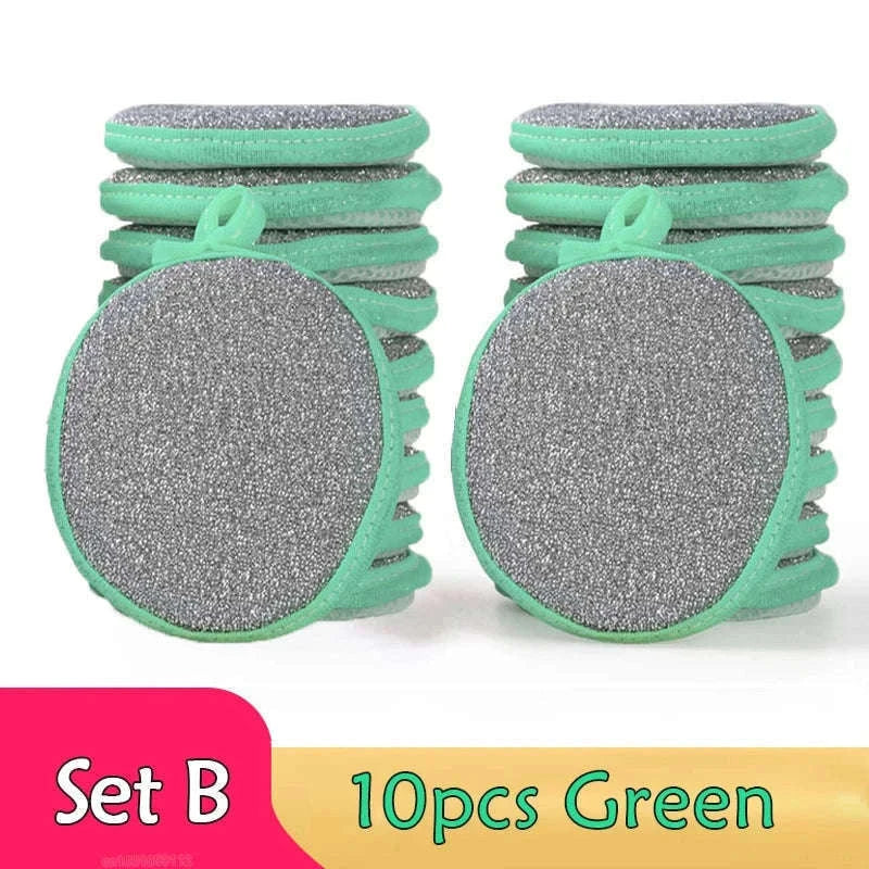 Double-Sided Dishwashing Sponge Set for Easy Kitchen Cleanup-10Pcs Yellow