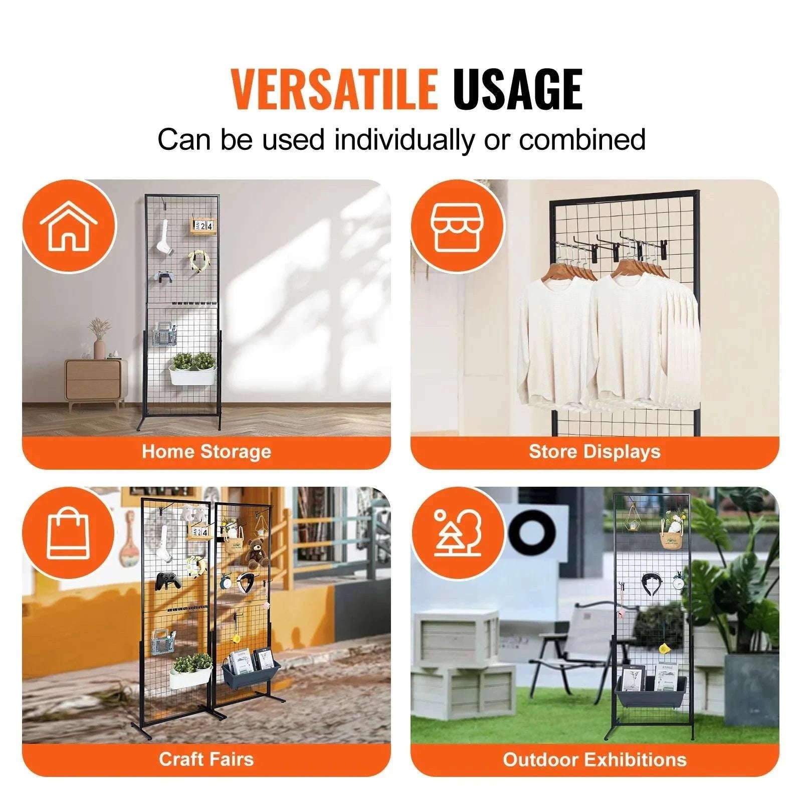 Double-Sided Gridwall Display Panels with Hooks for Retail & Events-Floorstanding 2 Pack / Poland
