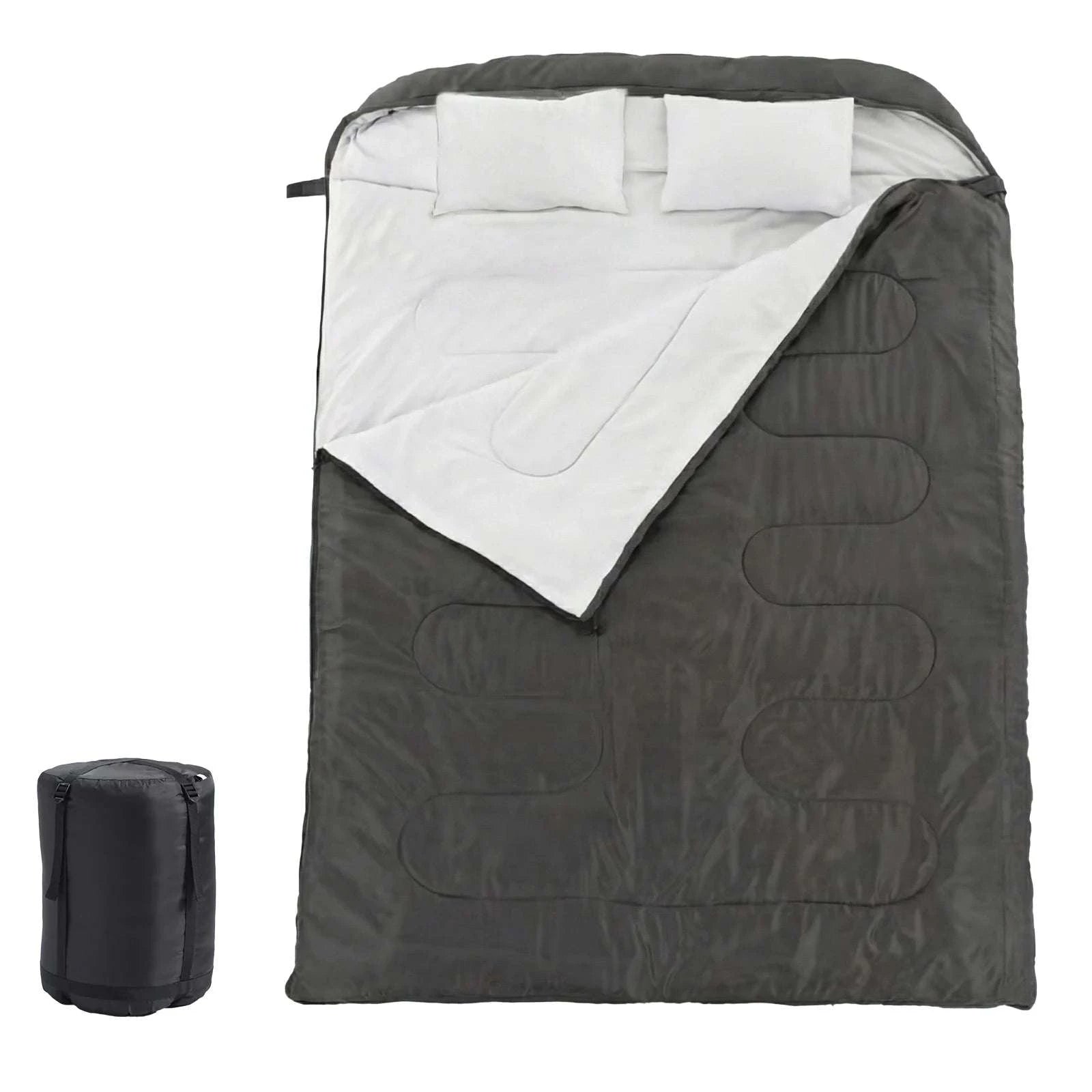 Double Sleeping Bag for 2 Adults with Pillows, 3 Season Camping-black / United States