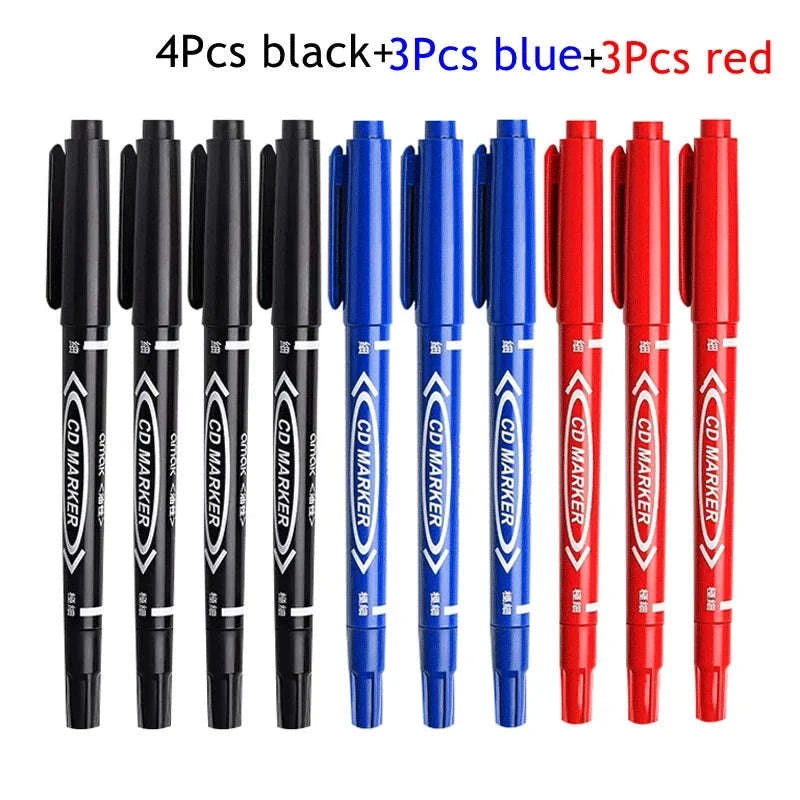 Double‑Tip Permanent Paint Marker Pens Set-10Pcs black