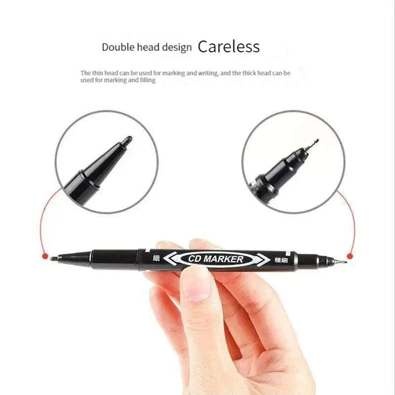 Double‑Tip Permanent Paint Marker Pens Set-10Pcs black