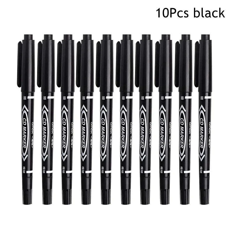 Double‑Tip Permanent Paint Marker Pens Set-10Pcs black