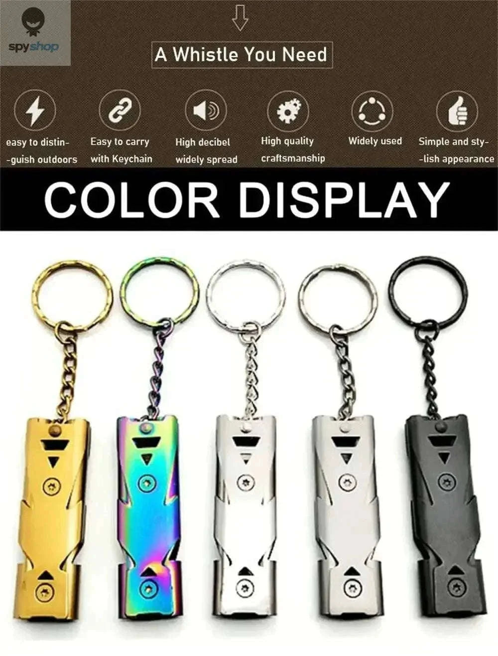 Double-Tube Survival Whistle Keychain for Outdoor Safety-Silver