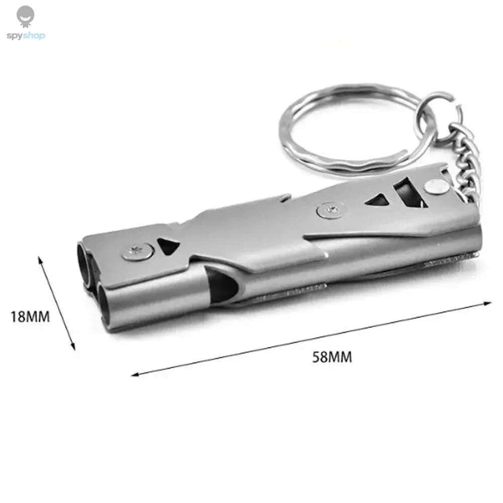 Double‑Tube Survival Whistle Keychain – Loud, Durable, Ultra‑Portable Safety Tool-Silver