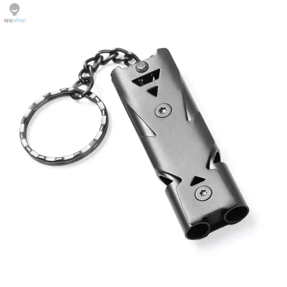 Double‑Tube Survival Whistle Keychain – Loud, Durable, Ultra‑Portable Safety Tool-Silver