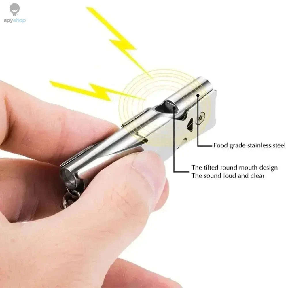 Double‑Tube Survival Whistle Keychain – Loud, Durable, Ultra‑Portable Safety Tool-Silver