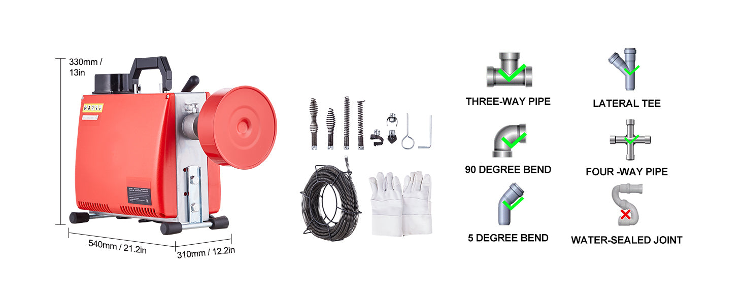 Electric Drain Cleaner Machine 250W Sewer Snake Auger with Cutters