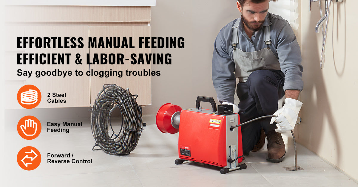Electric Drain Cleaner Machine 250W Sewer Snake Auger with Cutters