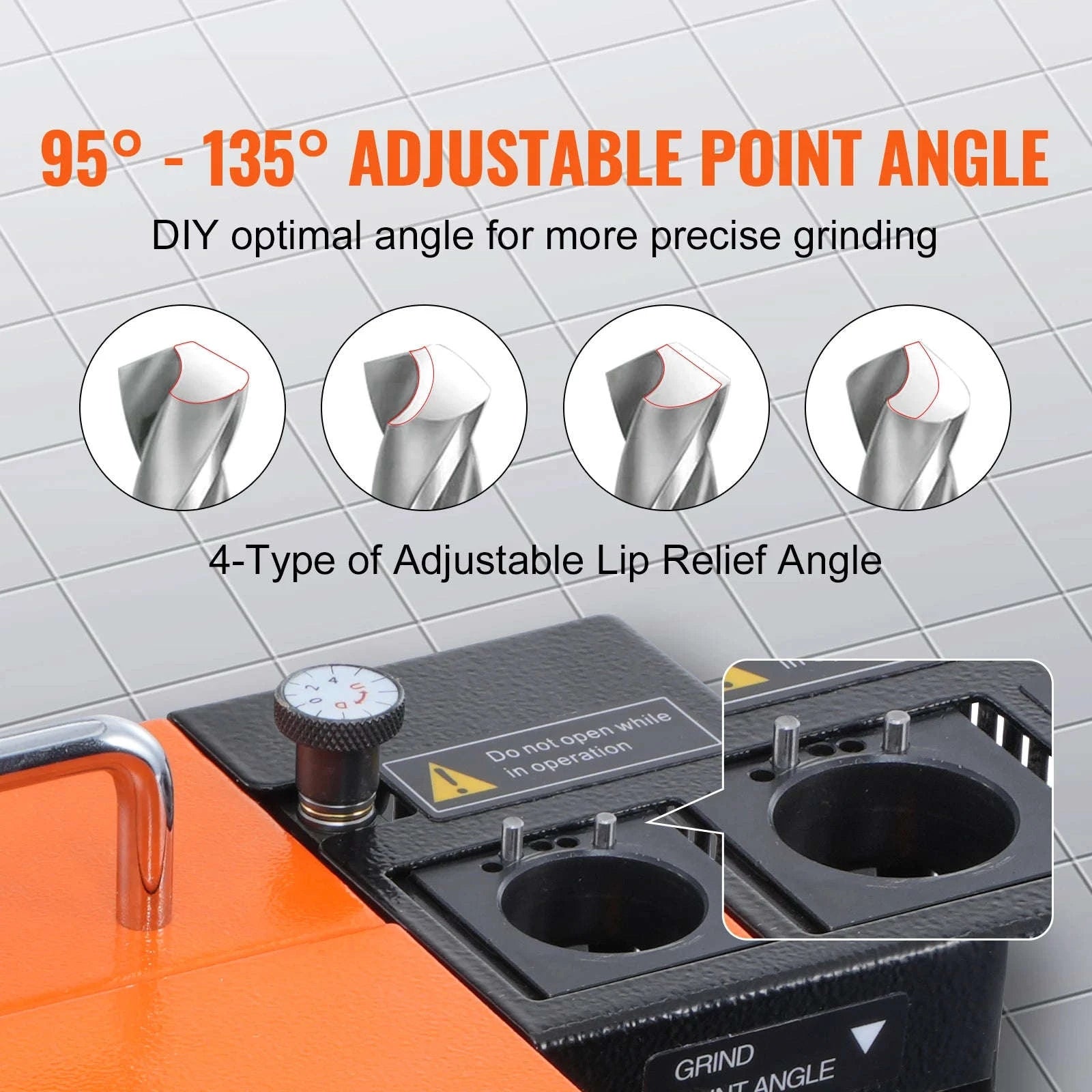 Drill Bit Sharpener 3–13mm with Adjustable Angles and 11 Collets-MR-13A / United States
