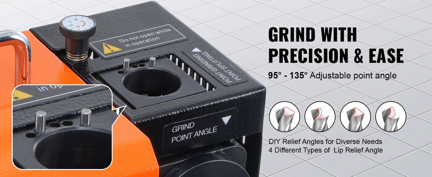 Drill Bit Sharpener 3–13mm with Adjustable Angles and 11 Collets-MR-13A / United States