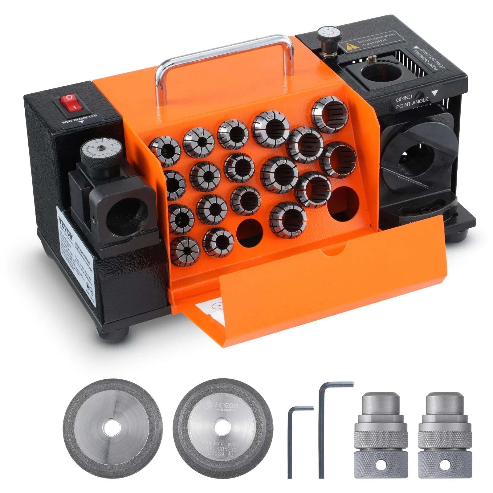 Drill Bit Sharpener Machine 4500RPM Adjustable Angle with 18 Collets-MR-20G / United States