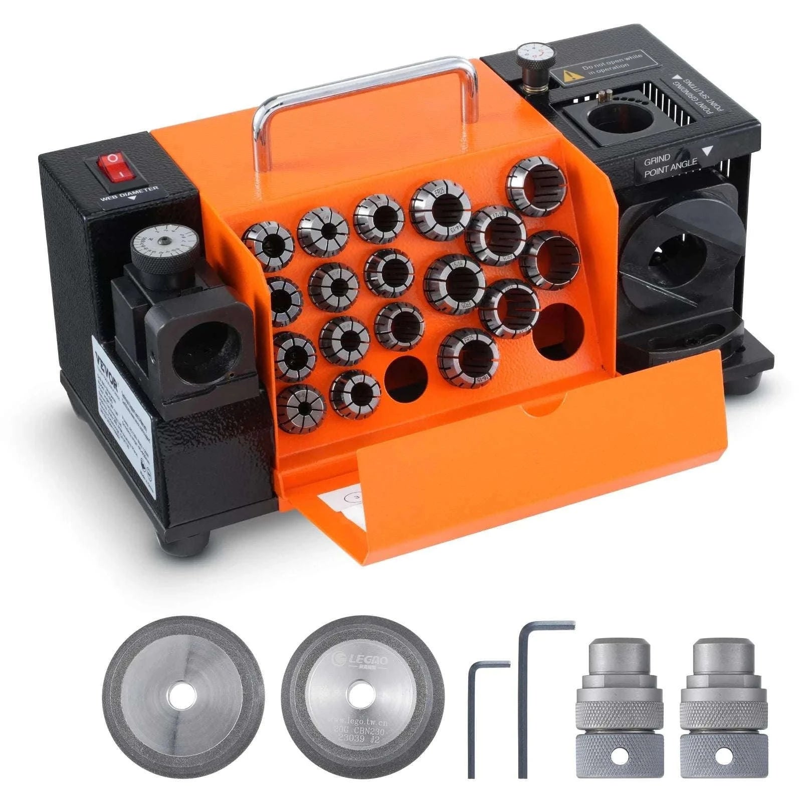 Drill Bit Sharpener Machine 4500RPM Adjustable Angle with 18 Collets-MR-20G / United States