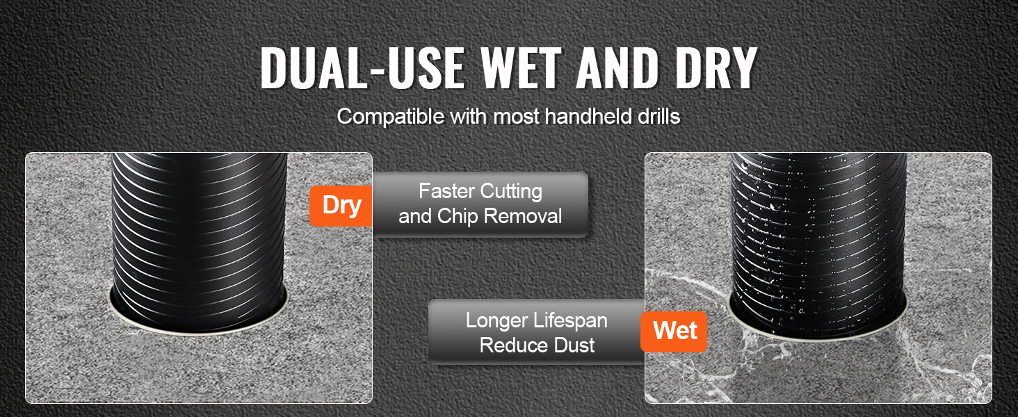 Wet/Dry Diamond Core Drill Bit for Brick and Concrete with Pilot Bit, Adapter and Saw Blade