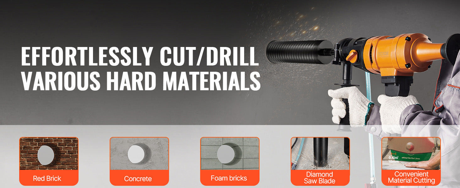 Wet/Dry Diamond Core Drill Bit for Brick and Concrete with Pilot Bit, Adapter and Saw Blade