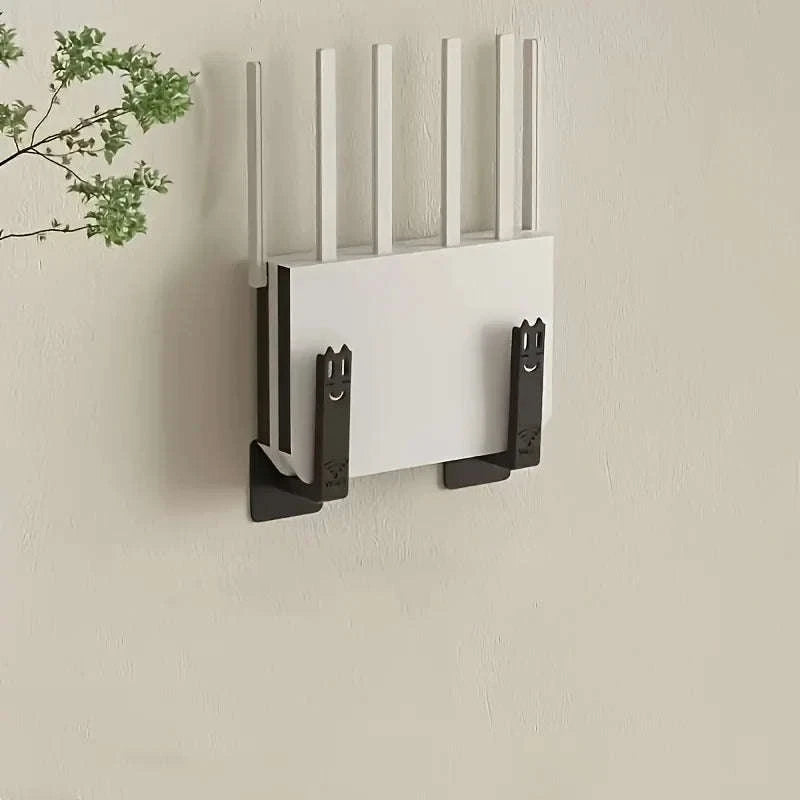 Drill-Free Router Mounting Rack Wall Holder Set-black