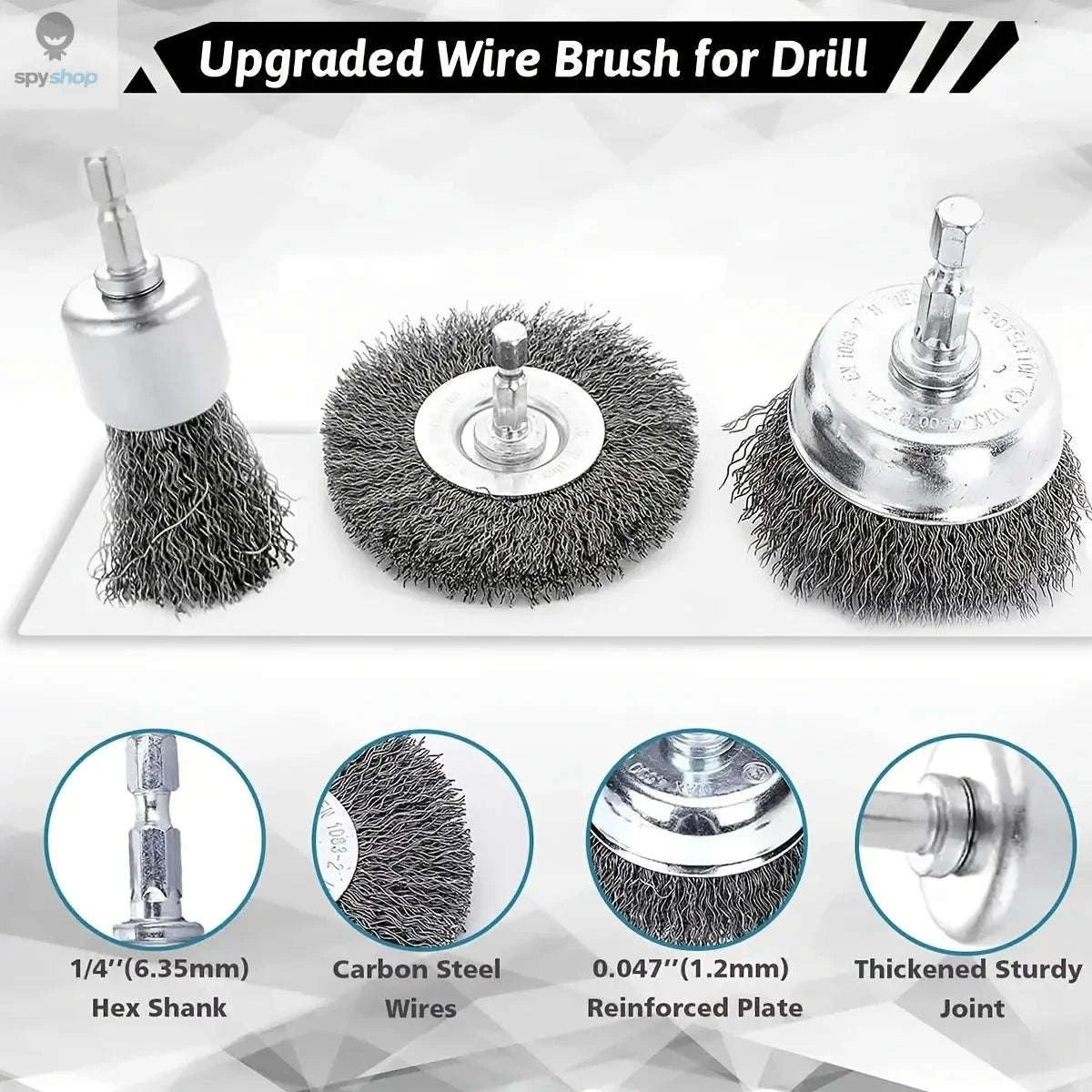 Drill Wire Brush Set – 10‑Piece Cup Brushes for Rust Removal and Surface Prep-3pcs