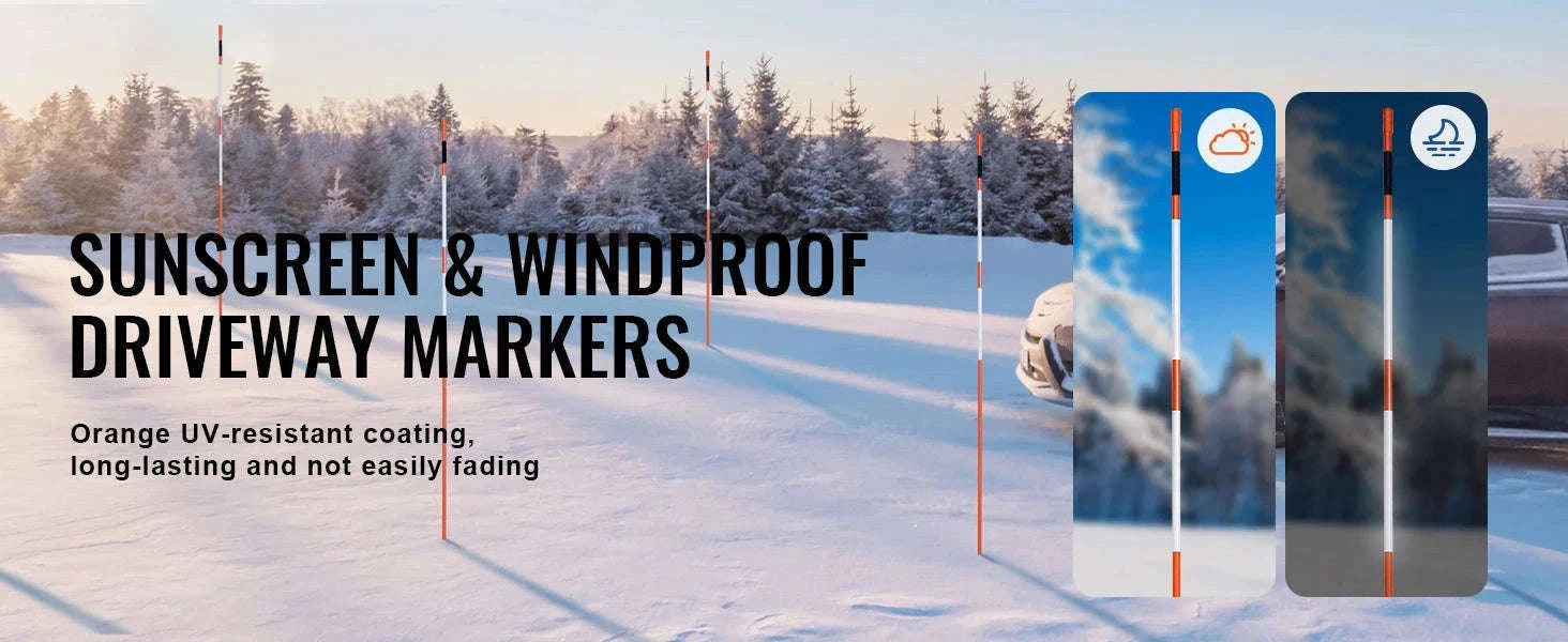 Driveway Markers 48 Inch Fiberglass Snow Stakes with Reflective Strip-30 pcs / United Kingdom
