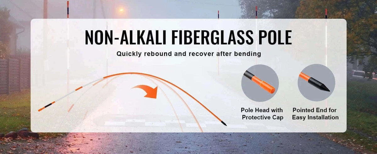 Driveway Markers 48 Inch Fiberglass Snow Stakes with Reflective Strip-30 pcs / United Kingdom