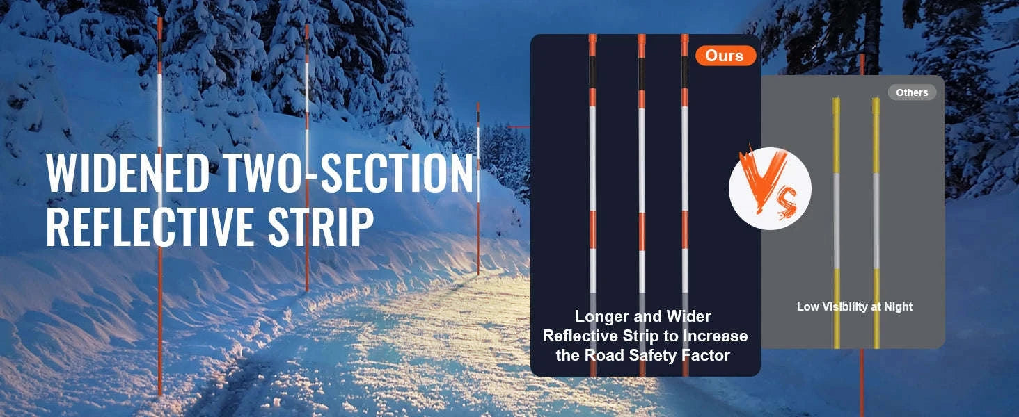 Driveway Markers 48 Inch Fiberglass Snow Stakes with Reflective Strip-30 pcs / United Kingdom