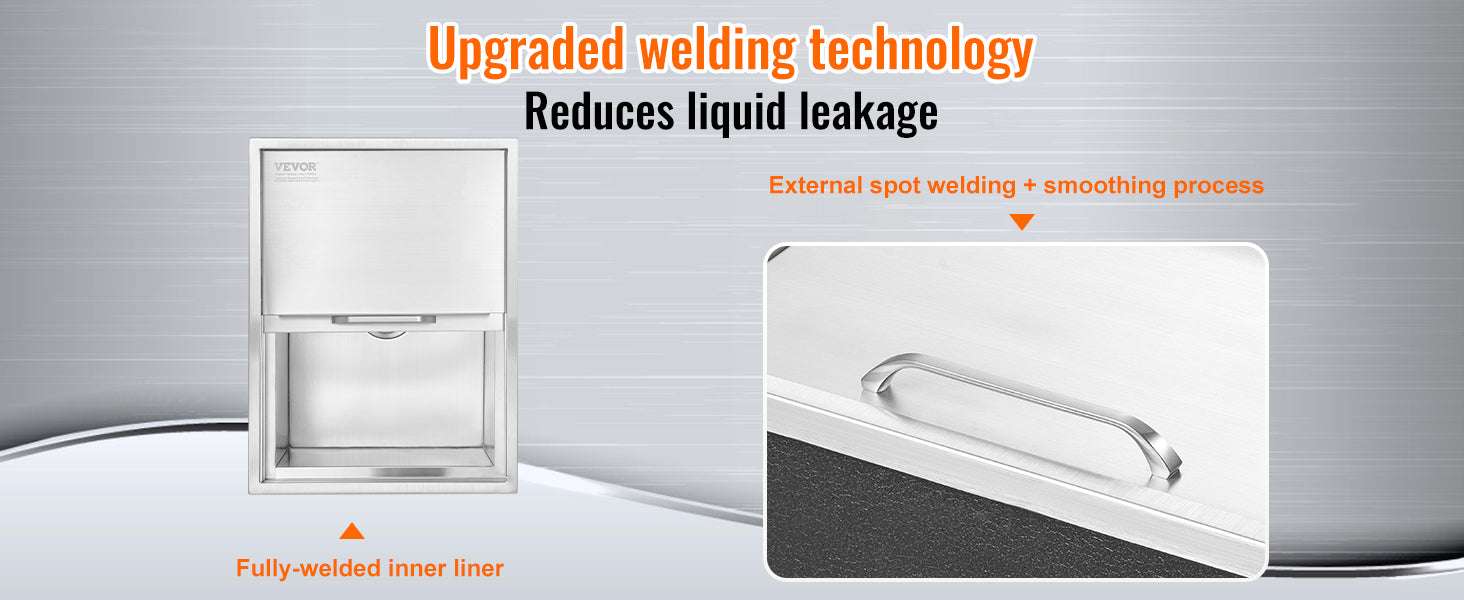 Drop-In Stainless Steel Ice Chest with Sliding Cover and Drain-18Lx12W x14.5H / United States