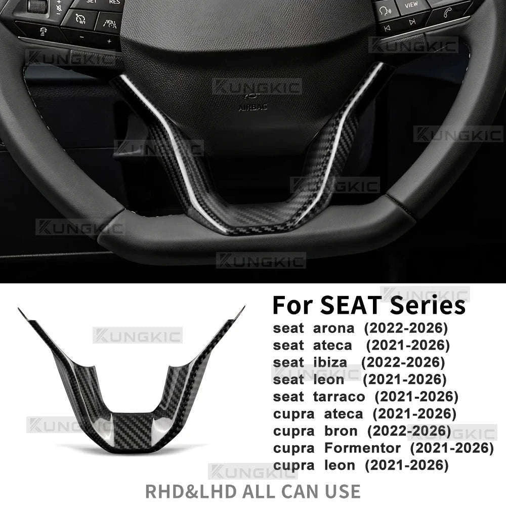 Dry Carbon Fiber Steering Wheel Bottom Trim for Seat and Cupra-Above button / Germany