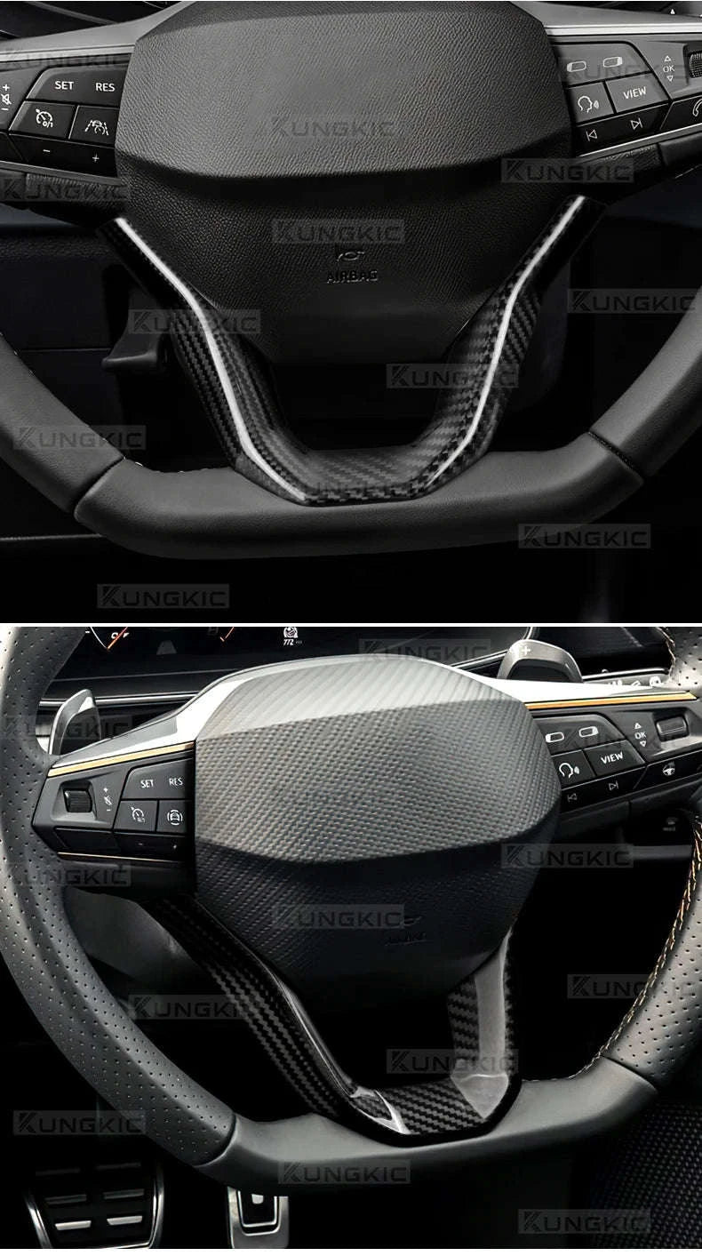 Dry Carbon Fiber Steering Wheel Bottom Trim for Seat and Cupra-Above button / Germany