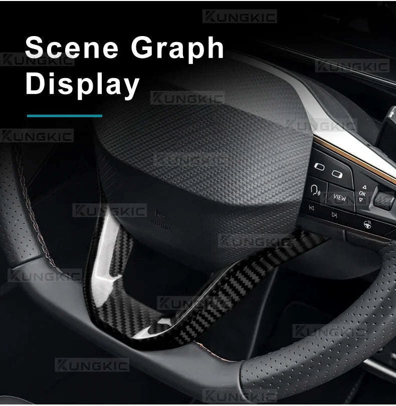 Dry Carbon Fiber Steering Wheel Bottom Trim for Seat and Cupra-Above button / Germany
