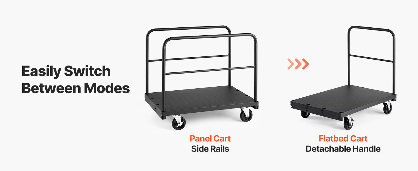2-in-1 Drywall Cart Dolly 1800 lbs Steel Panel Truck 36x24 Platform