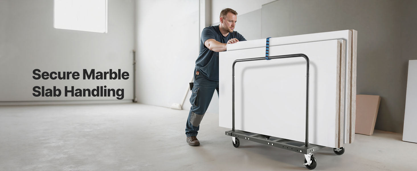 1800 lb Drywall Panel Dolly Cart with Swivel Casters & Strap