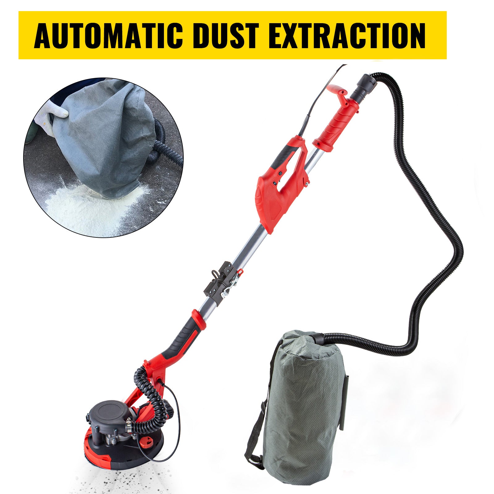 850W Electric Drywall Sander with Variable Speed & Dust Collection