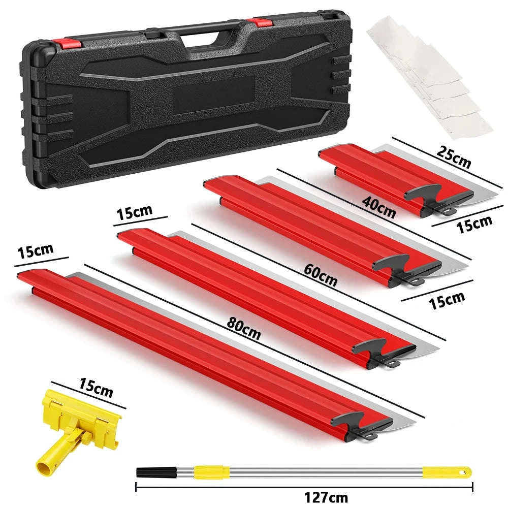Drywall Skimming Blade Set for Smooth Wall Finishing-Red 4Pcs Set / Poland
