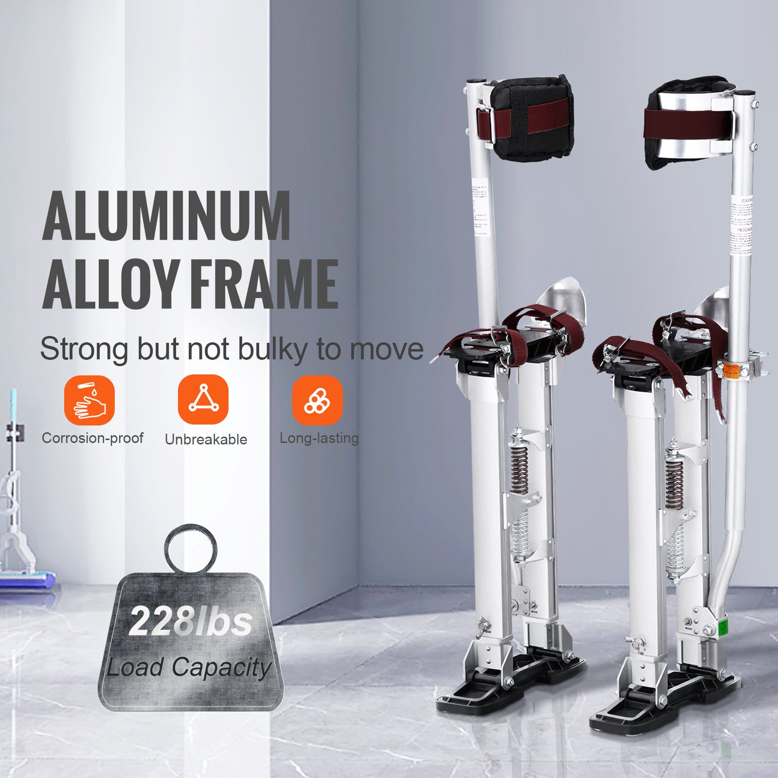 Adjustable Drywall Stilts 18–30" / 36–50" Aluminum Work Stilts