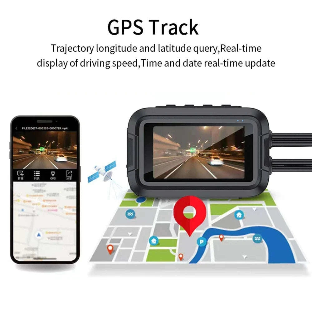 Dual 1080P Motorcycle Dash Cam Front Rear WiFi GPS Recorder-WiFi-GPS / 64G