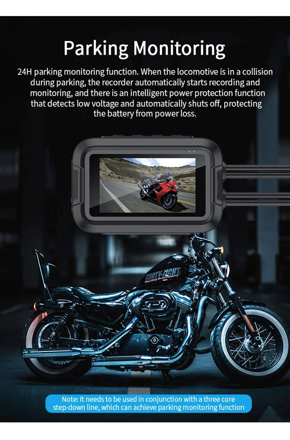 Dual 1080P Motorcycle Dash Cam Front Rear WiFi GPS Recorder-WiFi-GPS / 64G