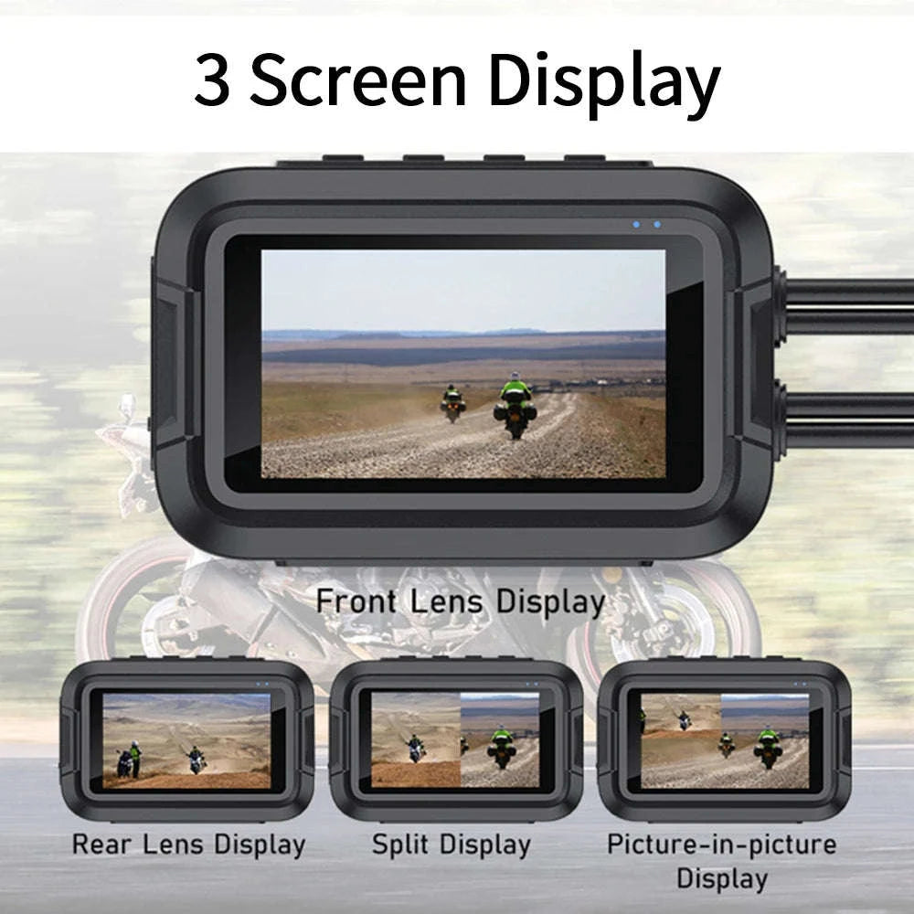 Dual 1080P Motorcycle Dash Cam Front Rear WiFi GPS Recorder-WiFi-GPS / 64G