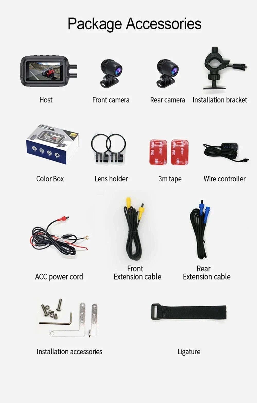 Dual 1080P Motorcycle Dash Cam Front Rear WiFi GPS Recorder-WiFi-GPS / 64G