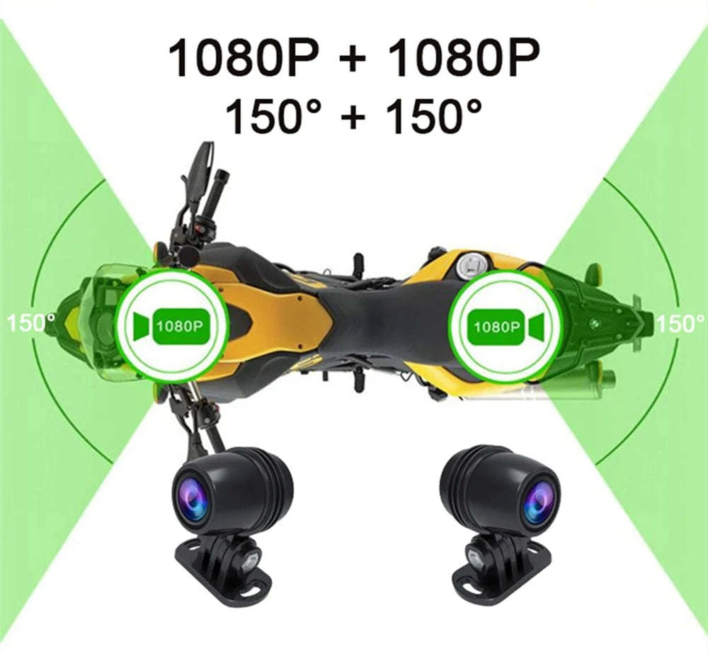 Dual 1080P Motorcycle Dash Cam Front Rear WiFi GPS Recorder-WiFi-GPS / 64G