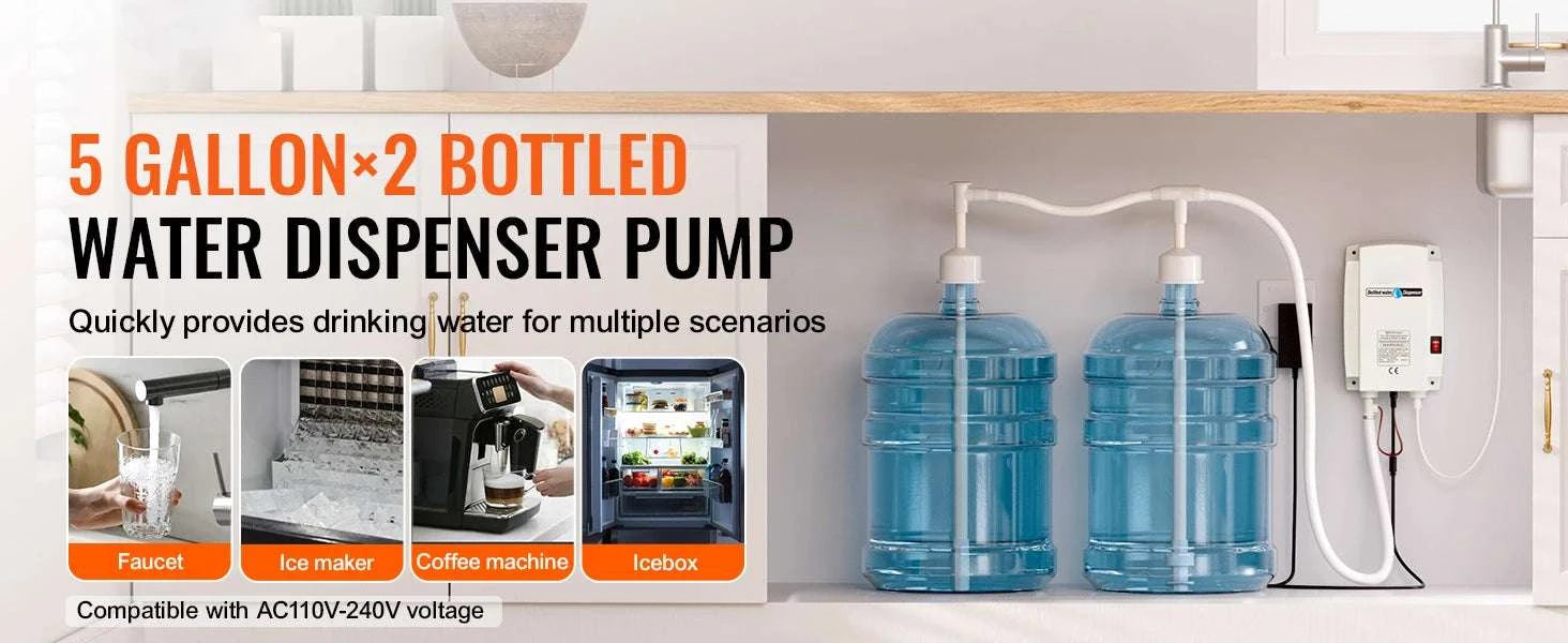 Dual 5-Gallon Bottled Water Pump System with Automatic Pressure Control-2x5 Gallon / United States