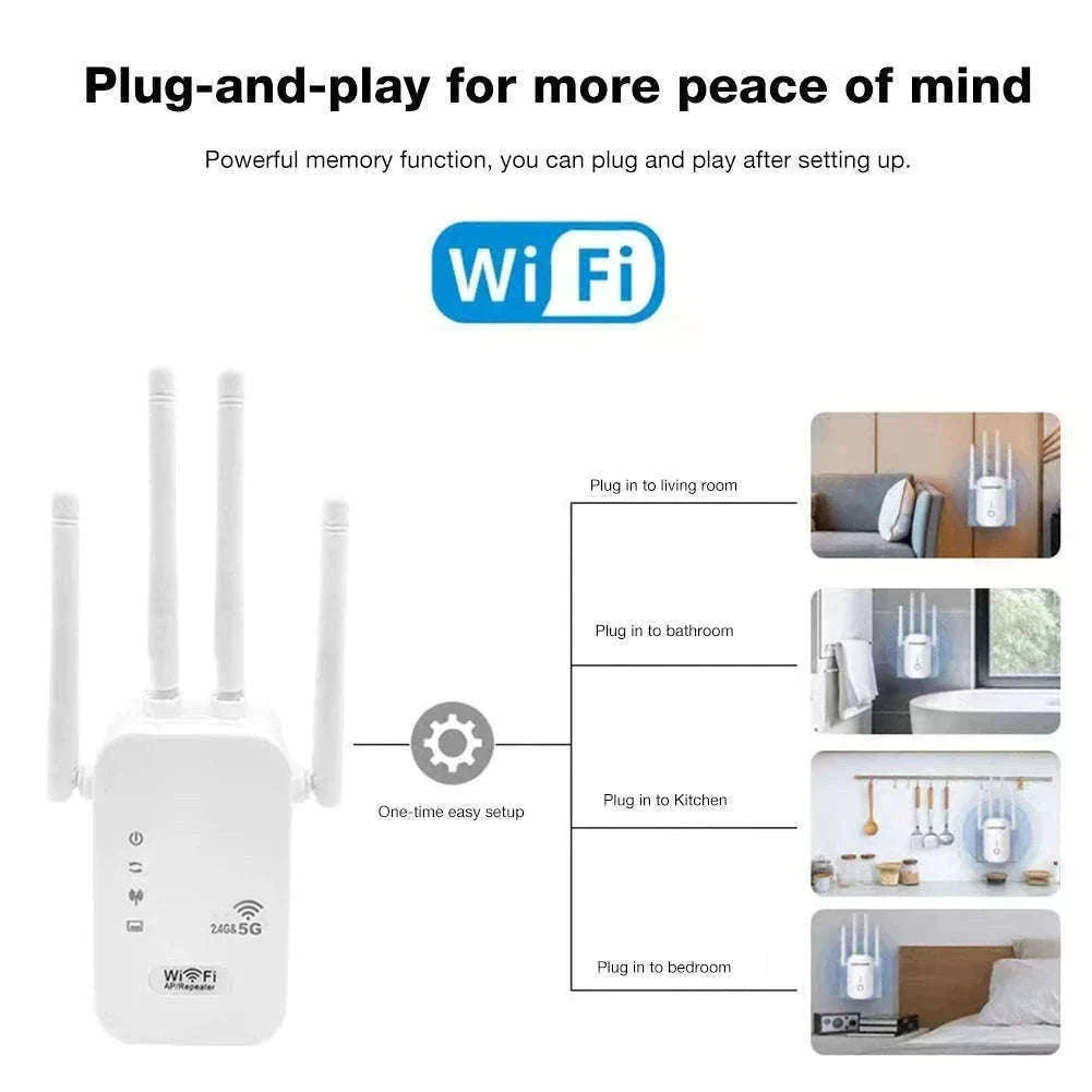 Dual-Band WiFi Extender 1200Mbps Signal Booster with WPS-300M EU PLUG / United States