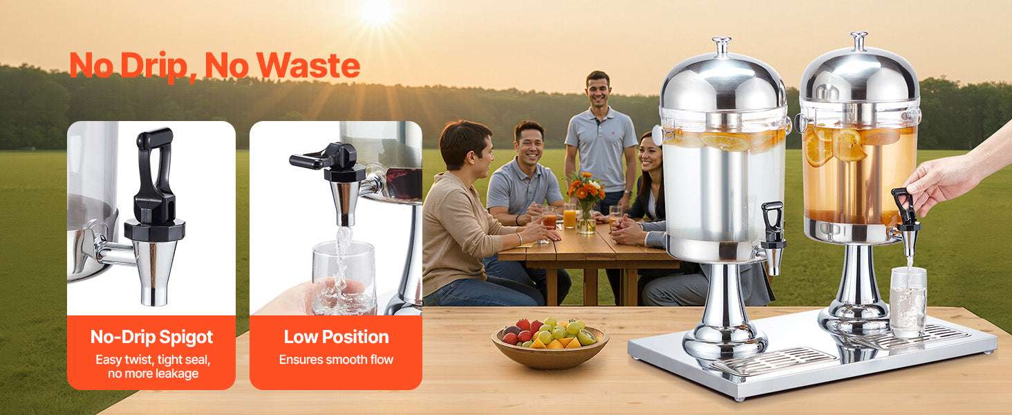 Dual Beverage Dispenser 4.2 Gallon with Ice Chamber & Spigots-2.2gal 8L / United States