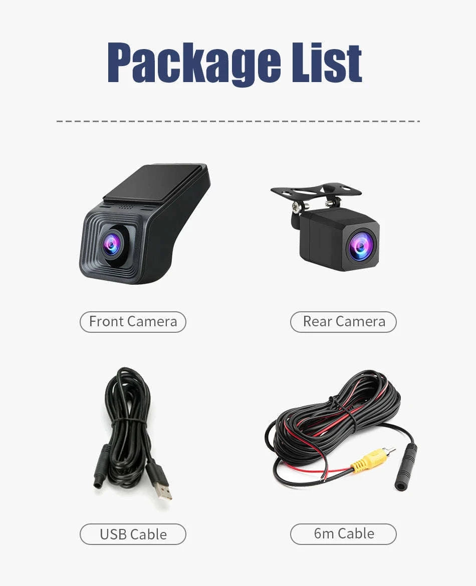 Dual Camera Car DVR for Android Auto with 1080P Recording-Daul Lens / No TF Card