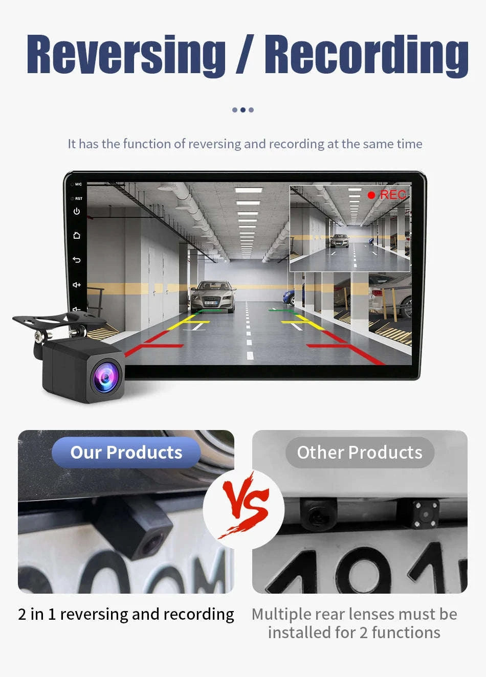 Dual Camera Car DVR for Android Auto with 1080P Recording-Daul Lens / No TF Card