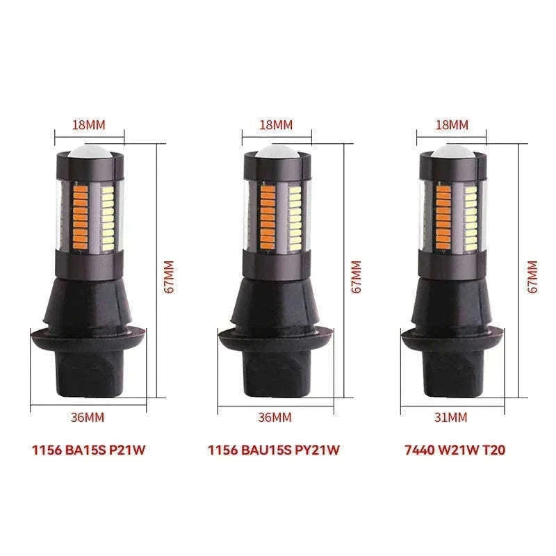 Dual Color LED Bulbs 2-Pack for Turn Signal and DRL-7440 W21W T20 / White Yellow