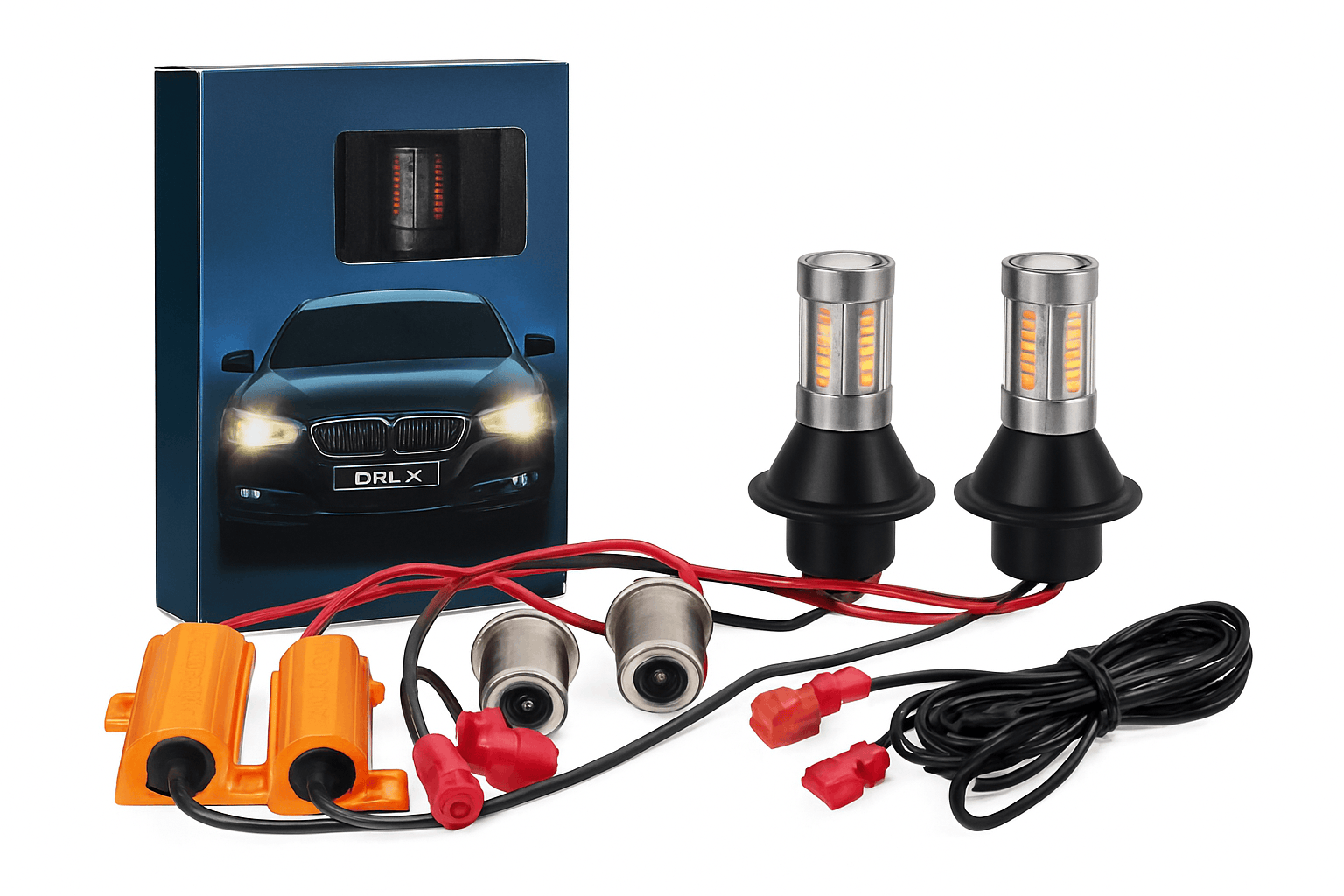 Dual Color LED Bulbs 2-Pack for Turn Signal and DRL-7440 W21W T20 / White Yellow
