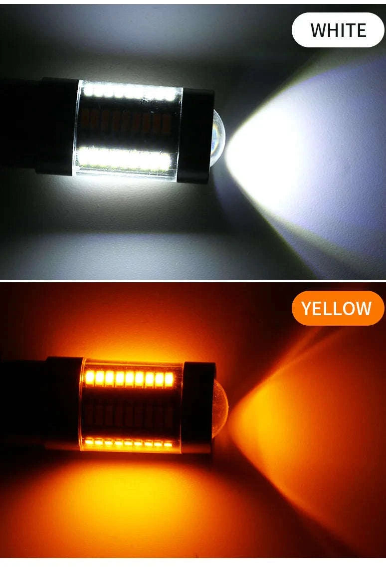 Dual Color LED Bulbs 2-Pack for Turn Signal and DRL-7440 W21W T20 / White Yellow