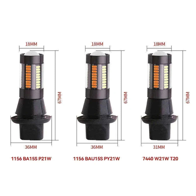 Dual Color LED Bulbs 2-Pack for Turn Signal and DRL-7440 W21W T20 / White Yellow
