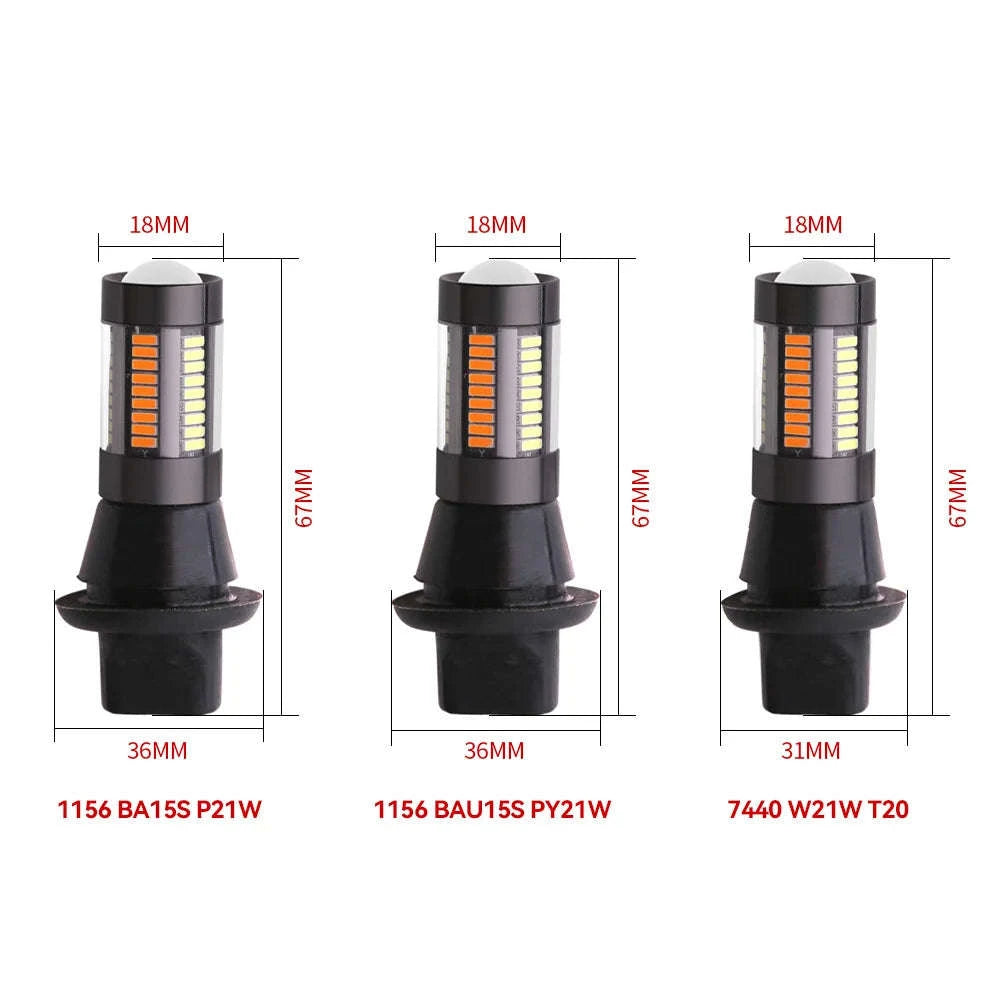 Dual Color LED Bulbs 2-Pack for Turn Signal and DRL-7440 W21W T20 / White Yellow