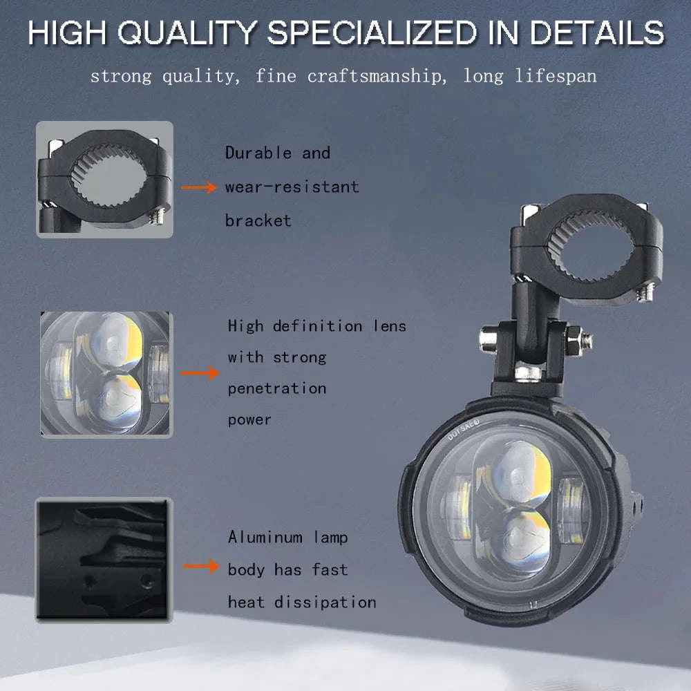 Dual-Color LED Motorcycle Fog Lights-Wired switch