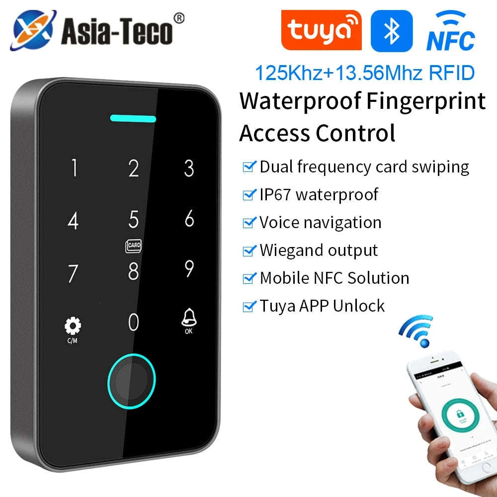 Dual-Frequency NFC Tuya Outdoor Fingerprint Access Control Keypad-SF2EM-MF-W-M1