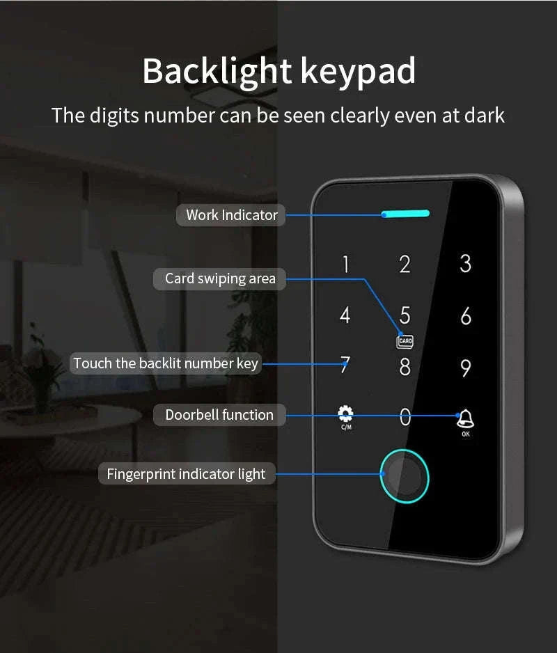 Dual-Frequency Tuya Fingerprint Outdoor Access Control Keypad-SF2EM-MF-W-M1